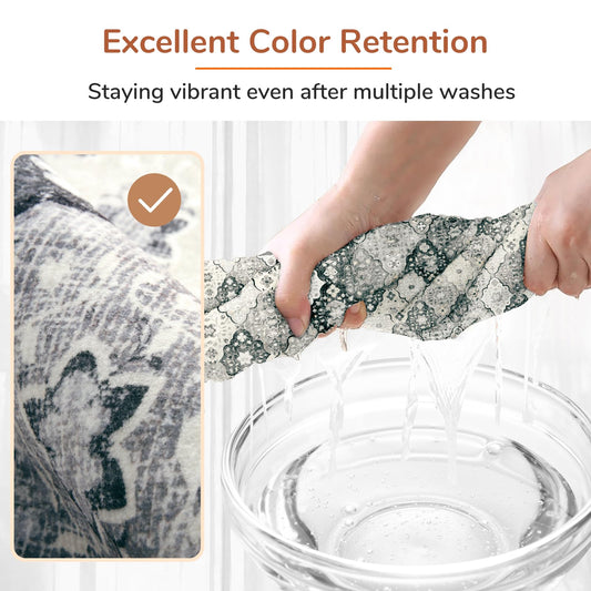 Lukyamzn Gray 5x7 ft. Area Rug – Soft Washable Moroccan Style Carpet, Low-Pile Faux Cashmere with Non-Slip Backing for Living Room & Bedroom