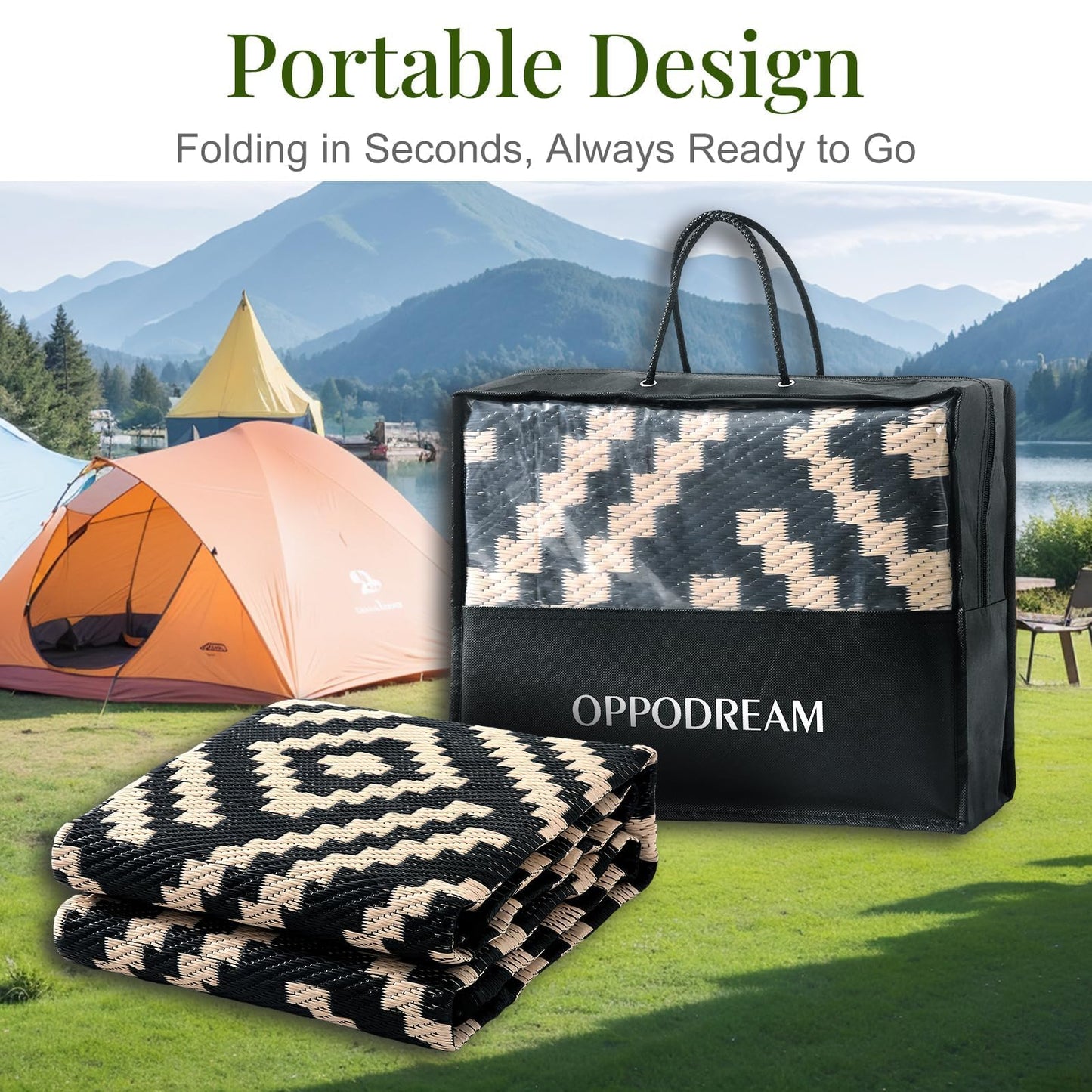 Lukyamzn Outdoor Rug 9x12 ft. Waterproof Reversible Patio Carpet, Large Plastic Straw Mat for Deck, RV, Camping, Porch & Backyard