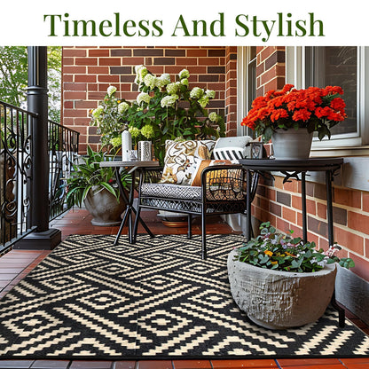 Lukyamzn Outdoor Rug 9x12 ft. Waterproof Reversible Patio Carpet, Large Plastic Straw Mat for Deck, RV, Camping, Porch & Backyard