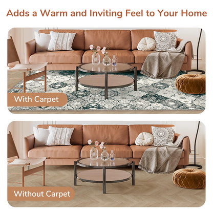 Lukyamzn Gray 5x7 ft. Area Rug – Soft Washable Moroccan Style Carpet, Low-Pile Faux Cashmere with Non-Slip Backing for Living Room & Bedroom