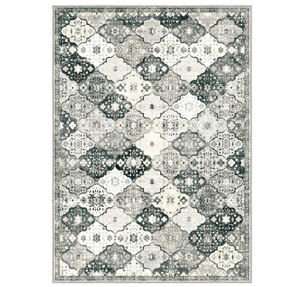Lukyamzn Gray 5x7 ft. Area Rug – Soft Washable Moroccan Style Carpet, Low-Pile Faux Cashmere with Non-Slip Backing for Living Room & Bedroom