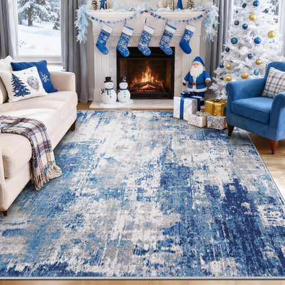 Lukyamzn Washable 5'x7' Modern Abstract Area Rug, Non-Slip Low-Pile Soft Carpet for Living Room, Bedroom, Entryway