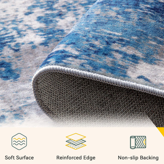 Lukyamzn Washable 5'x7' Modern Abstract Area Rug, Non-Slip Low-Pile Soft Carpet for Living Room, Bedroom, Entryway