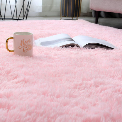 Lukyamzn Shag Area Rug 5x8, Ultra Soft Fluffy Carpet for Bedroom, Living Room, Kids Room, Nursery, Pink Home Decor