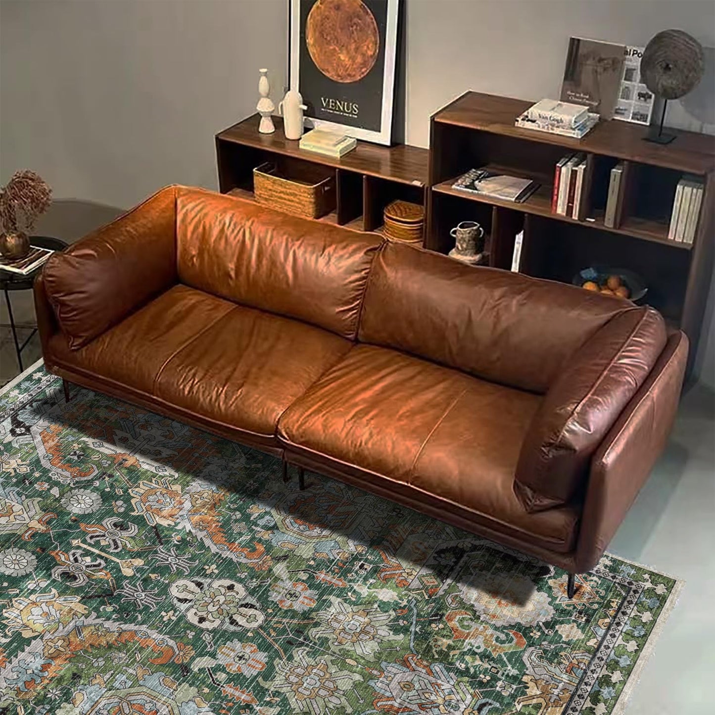 Lukyamzn Washable Area Rug 5x7, Non-Slip Low-Pile Vintage Tribal Design, Stain & Water Resistant, Pet & Child Friendly