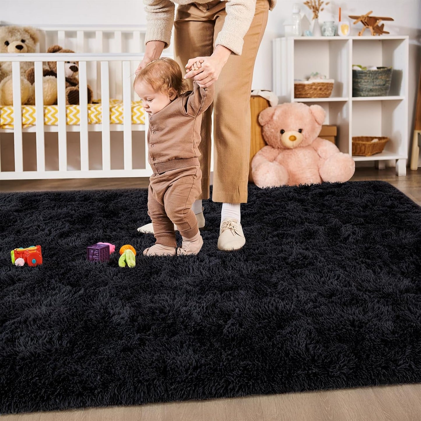 Lukyamzn Soft Fluffy Area Rug 4x6 for Bedroom Living Room, Machine Washable, Non-Slip, Plush Shaggy Carpet for Kids & Home