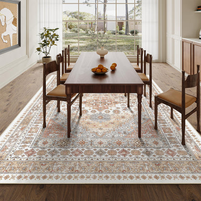 Lukyamzn Ultra-Thin 5x7 Washable Area Rug, Non-Slip, Stain Resistant, Soft Velvet Carpet for Living Room, Bedroom, Orange