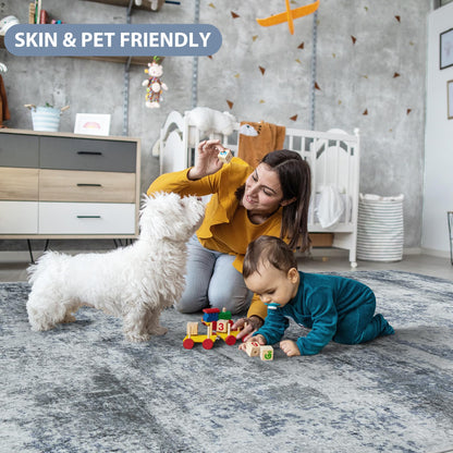 Lukyamzn 8x10 Area Rug Washable for Living Room, Bedroom, Dining Room, Non Slip Large Abstract Carpet Blue Grey Modern