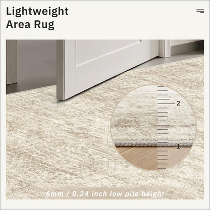 Lukyamzn Washable Area Rug 8x10, Soft Vintage Beige Rug for Living Room Bedroom, Non-Slip Stain-Resistant Large Area Carpet
