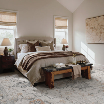 Lukyamzn 10x14 Area Rug for Living Room, Non Slip Washable Vintage Low Pile Chenille Carpet, Lightweight Soft Large Rug for Bedroom & Dining