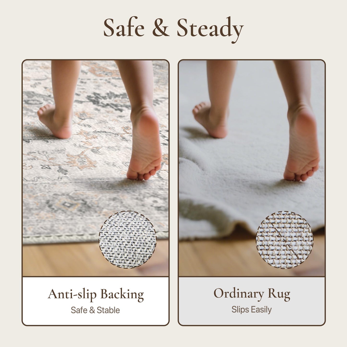 Lukyamzn 10x14 Area Rug for Living Room, Non Slip Washable Vintage Low Pile Chenille Carpet, Lightweight Soft Large Rug for Bedroom & Dining